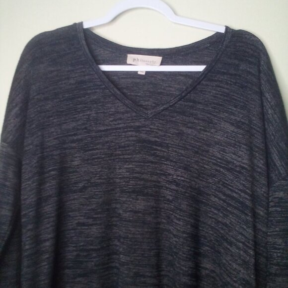 Philosophy Shirt L Women Lot o 2 3/4 Sleeve Soft Stretch Green Black - Picture 5 of 16